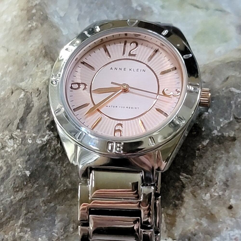 Watches Anne Klein Two-Tone Rose Dial Watch Gold Silver Link Bracelet